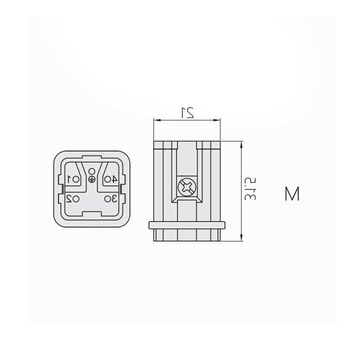 Male core, shrapnel crimping, fit H3A shell, HAS-004-M, 09200042633